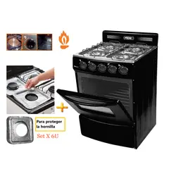 FADIC - Cocina con respaldar y Horno 20 Sami 4H Negro +Protector