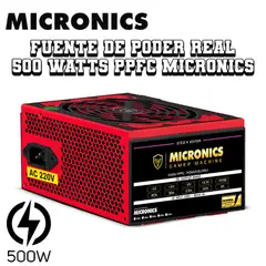 MICRONICS - Fuente De Poder Gamer Atx 500w Real Ppfc P5000