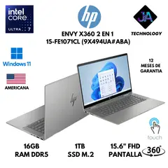 HP - LAPTOP ENVY X360 15-FE1071CL ULTRA 7 155U 16GB RAM 1TB SSD 15.6" FHD TS WINDOWS 11 AMERICANA