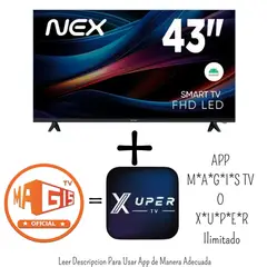 NEX - Televisor 43 Pulgadas FHD Android 14 TVLED43S + M*A*G*I*S*T*V* Ilimitado (2 años de Garantía)