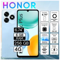 HONOR - Celular X5C Plus 6.74" Pulg. 6GB RAM 256GB MagicOS 9.0 - Azul Cian