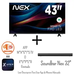 NEX - Televisor 43 Pulgadas FHD Android 14 TVLED43S + M*A*G*I*S*T*V* Ilimitado + Regalo Soundbar
