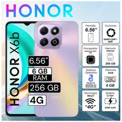 HONOR - Celular X6B 6.56" Pulg. 6GB RAM 256GB RAM MagicOS 8.0 - Morado Estelar