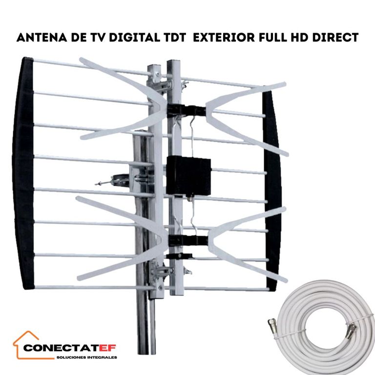 Antena De Tv Digital Tdt Exterior Full HD Direct conectatef mas cable coaxial10m