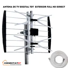 GENERICO - Antena De Tv Digital Tdt Exterior Full HD Direct conectatef mas cable coaxial10m