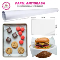 GENERICO - 200 pliegos de Papel Antigrasa 50 x 70 cm. para Repostería Panadería