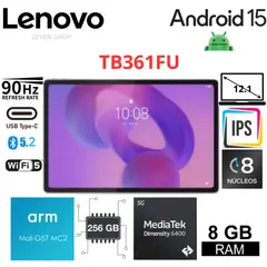 LENOVO - Idea Tab Plus TB361FU 12.1" 2.5K 256GB 8GB RAM WiFi Gris – Android 15