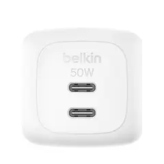 BELKIN - Cargador de pared CUBITO de 50 W con Doble Salida tipo C COLOR BLANCO