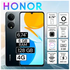 HONOR - Celular X7 6.74" Pulg. 6GB RAM 128GB RAM Magic UI 4.2 - Midnight Black