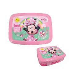 DISNEY CLASICOS - Lonchera Minnie Mouse Infantil Rosada Original Caja Porta Alimentos Escolar Niña