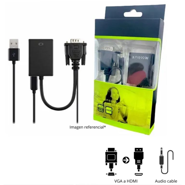 ADAPTADOR DE VGA A HDMI - CONECTESE A MONITORES HDMI