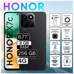 HONOR - Celular X7C 6.77" Pulg. 8GB RAM 256GB RAM MagicOS 8.0 - Negro Medianoche
