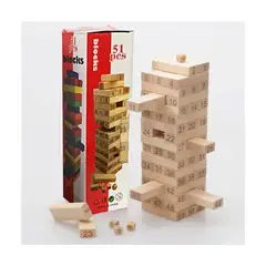 GENERICO - Jenga de Madera de Números Juego de Mesa x54 Piezas