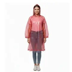 START FG - Impermeable Poncho para Lluvia Económico Rojo Translúcido Talla Única Unisex con Capucha