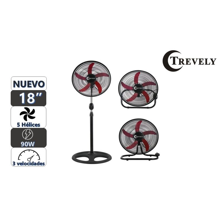 Ventilador 3 en 1 18" VT-1832 - 90W - rojo