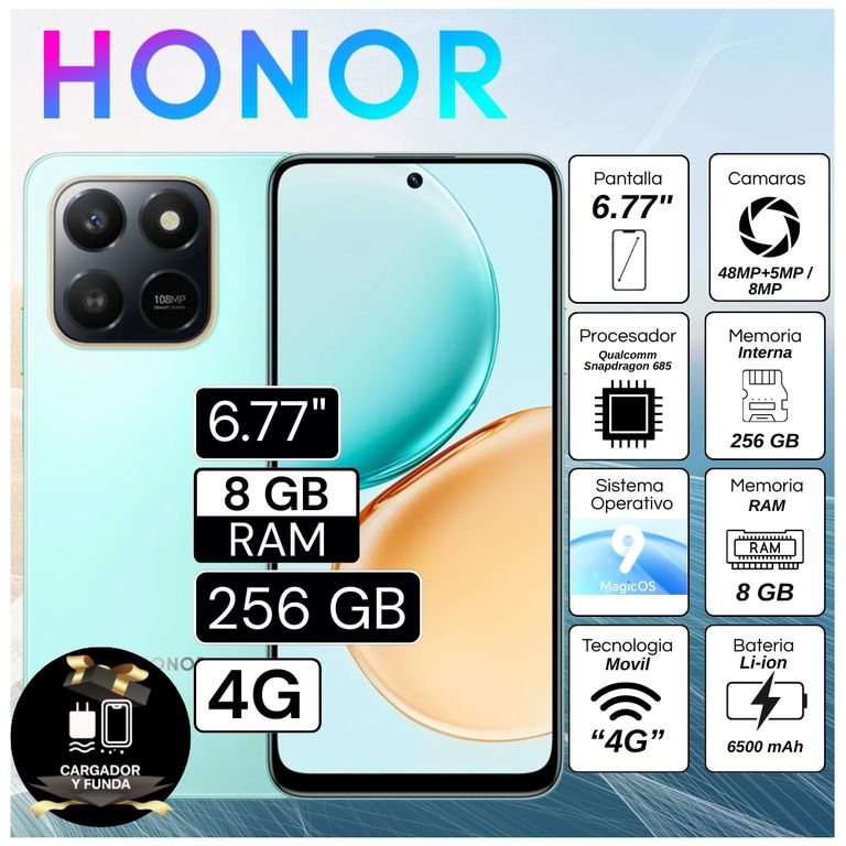 Celular X7D 6.77" Pulg. 8GB RAM 256GB RAM MagicOS 9.0 - Azul Cian