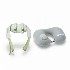 BOMIDI - Masajeador de Cuello y Hombros MP2 Lite Verde + Almohada De Cuello Inflable U02 Gris