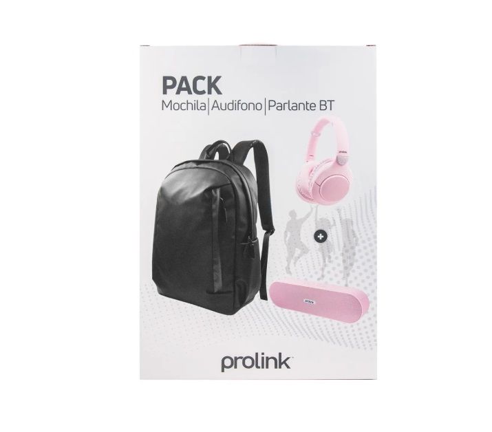Pack 3 en 1 Rosado -Mochila, Audífonos y Parlante