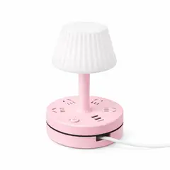 GENERICO - Lámpara de Mesa Color Rosa Con Entrada Usb Tomacorriente Luz Led Blanca Moderna Para Dormitorio Oficina