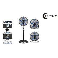 TREVELY - Ventilador 3 en 1 18" VT-1832 - 90W - azul