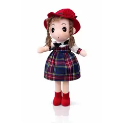 GENERICO - Muñeca Premium Vestido Escocés con Sombrero Rojo – 48 cm
