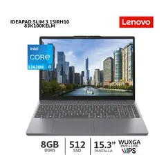 LENOVO - Laptop IdeaPad Slim 3 15IRH10 CI5 13420H 8Gb Ram/ 512Gb SSD/ Pantalla15.3 WUXGA-83K100KELM