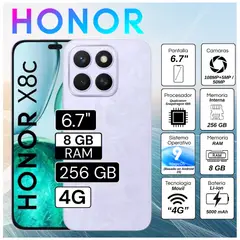 HONOR - Celular X8C 6.5" Pulg 8GB RAM 256GB MagicOS 9.0 - Morado Nube