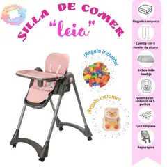 EBABY - SILLA DE COMER "LEIA" PLEGABLE CON DOBLE BANDEJA