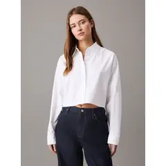 CALVIN KLEIN - BLUSA OXFORD LS CROPPED SHIRT