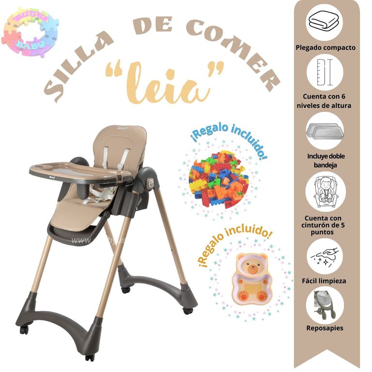 SILLA DE COMER "LEIA" PLEGABLE CON DOBLE BANDEJA