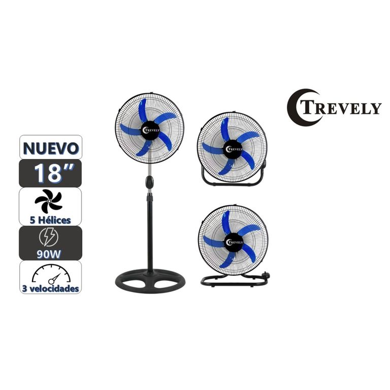 Ventilador 3 en 1 18" VT-1834 - 90W - azul