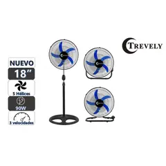 TREVELY - Ventilador 3 en 1 18" VT-1834 - 90W - azul