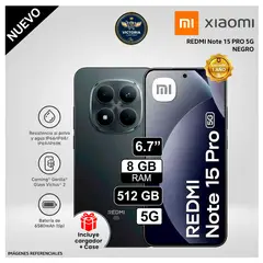 REDMI - Celular Note 15 PRO 5G 512GB 8GB RAM Negro REGISTRADO