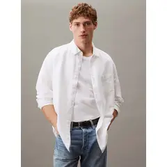 CALVIN KLEIN - CAMISA LINEN COTTON REGULAR L/S SHIRT