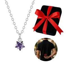 GENERICO - Collar Niña Estrella Circonita Violeta Regalo Cumpleaños Plata