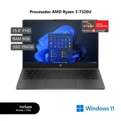 HP - Laptop 255 G10 AMD Ryzen 3 7320U 8GB RAM 256GB SSD 15.6" HD BF9X1AT#ABM