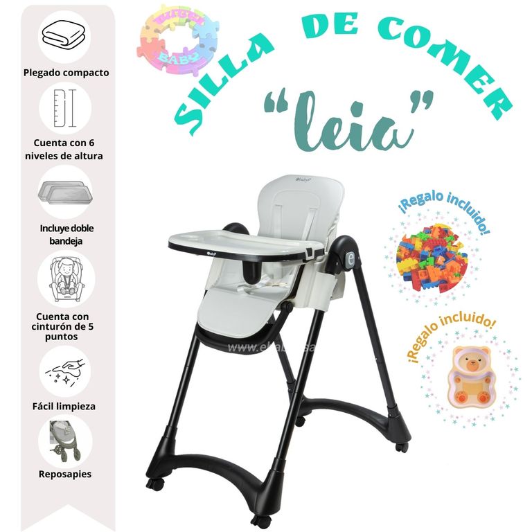 SILLA DE COMER "LEIA" PLEGABLE CON DOBLE BANDEJA