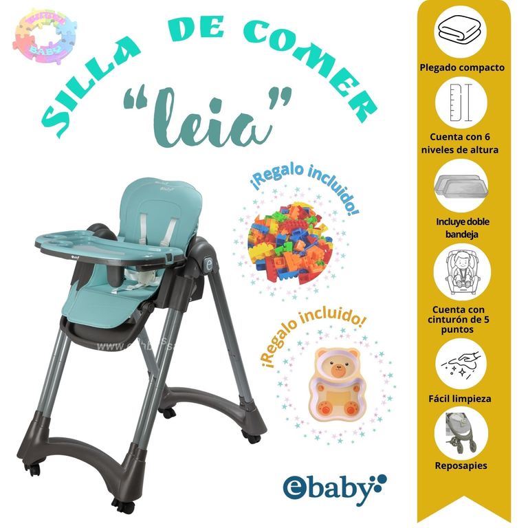 SILLA DE COMER "LEIA" PLEGABLE CON DOBLE BANDEJA