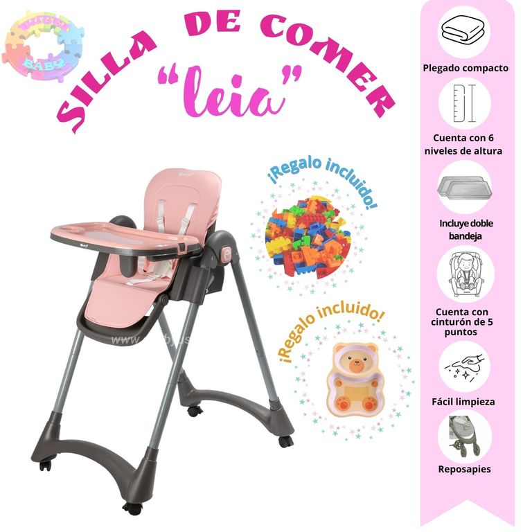 SILLA DE COMER "LEIA" PLEGABLE CON DOBLE BANDEJA