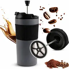 GENERICO - Cafetera portátil prensa francesa en acero.