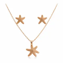 GENERICO - SET DE COLLAR Y ARETES ESTRELLA DE MAR DORADO