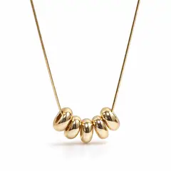 GENERICO - COLLAR CON CUENTAS OVALADAS DORADO