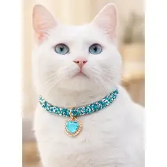 GENERICO - COLLAR ELEGANTE PARA GATOS - CELESTE