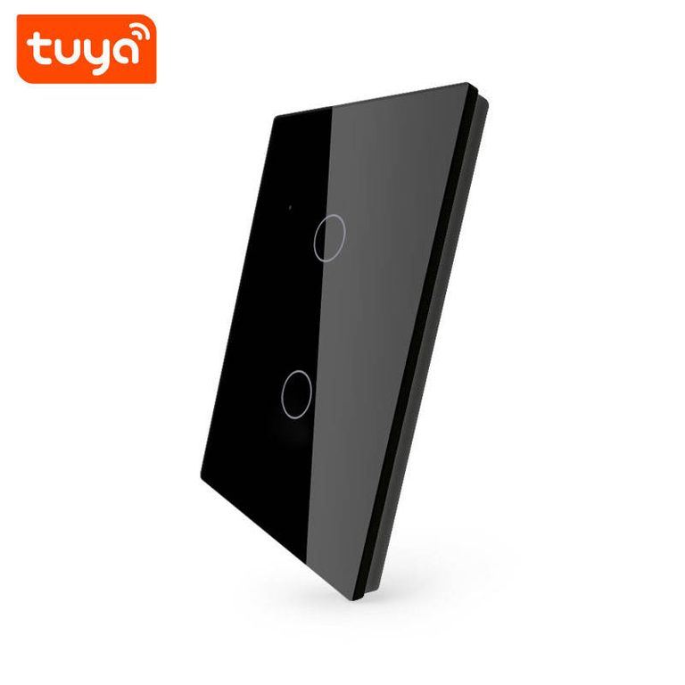 Interruptor Inteligente WiFi Simple 2 Botones Conmutable Negro