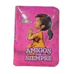 GENERICO - Biblia Amigos por Siempre RVR 1960 Ilustrada para niñas con cierre tapa charol rosafucsia Edición infantil
