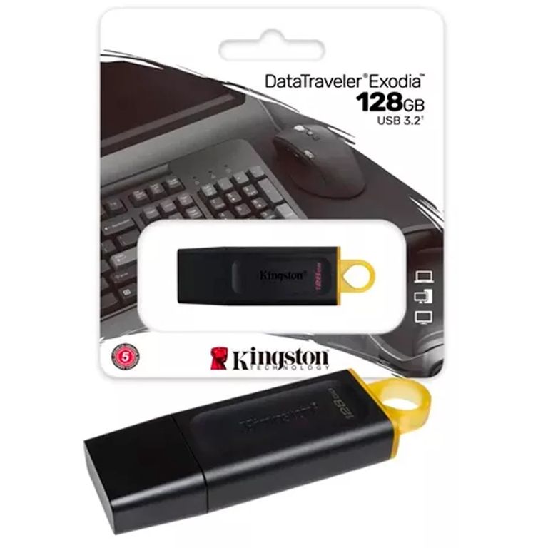 MEMORIA USB 128GB NEGRO CON AMARILLO