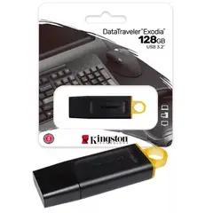 KINGSTON - MEMORIA USB 128GB NEGRO CON AMARILLO