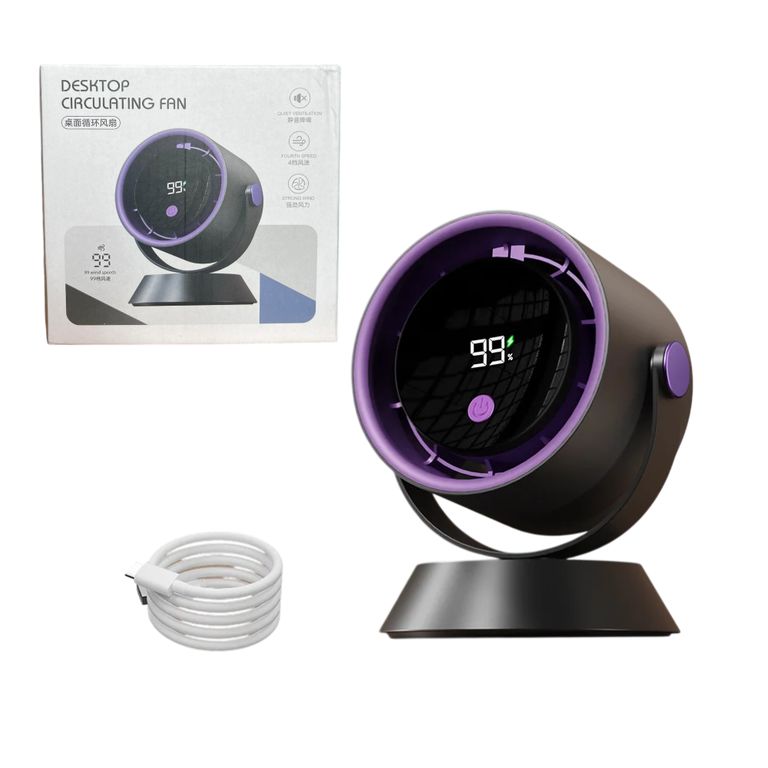 VENTILADOR 4 NIVELES RECARGABLE SILENCIOSO -NEGRO