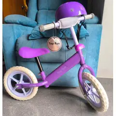 GENERICO - Bicicleta de equilibrio MULTICOLOR sin pedales para niñas de balance - Aro 12 con CASCO
