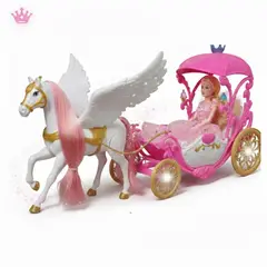 GENERICO - Muñecas y Caballo Pegado Carruaje Sonido de Galopeo Juguete para Niñas